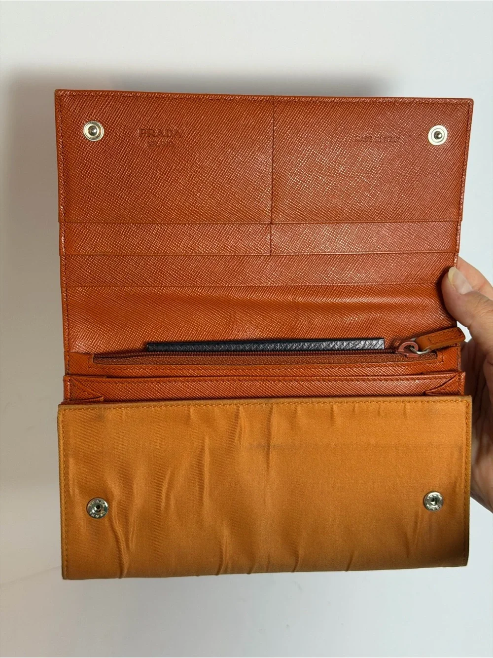 Prada Milano Orange Nylon Large Wallet